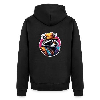 Raccoon / Animal / Zoo / Wild / Cute / Predator - Unisex Premium Organic Zip Hoodie - black - Back - Nico (187cm)