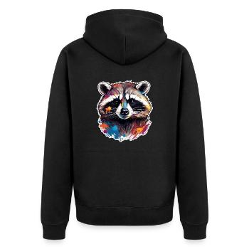 Raccoon / Animal / Zoo / Wild / Cute / Predator - Unisex Premium Organic Zip Hoodie - black - Back - Nico (187cm)