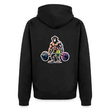 Bodybuilder / Sports / Fitness / Monkey / Muscles - Unisex Premium Organic Zip Hoodie - black - Back - Nico (187cm)