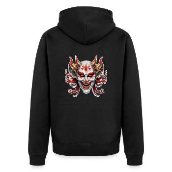 Kabuki Maske / Japanische Kunst / Theater / Antik - Unisex Premium Bio Zip Hoodie - Schwarz - Hinten - Nico (187cm)