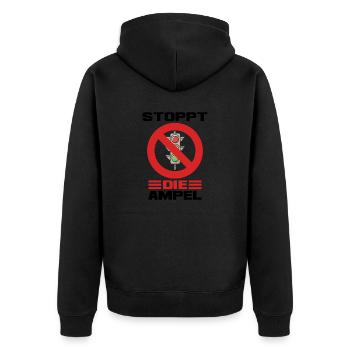 Stoppt die Ampel Verbotsschild Politik - Unisex Premium Bio Zip Hoodie - Schwarz - Hinten - Nico (187cm)