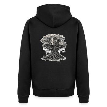 Cabane dans les arbres / Cime des arbres / Cabane dans les arbres / Aventure - Veste à capuche bio Premium Unisexe - noir - Dos - Nico (187cm)