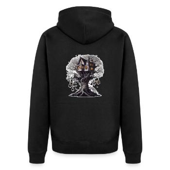 Cabane dans les arbres / Cime des arbres / Cabane dans les arbres / Aventure - Veste à capuche bio Premium Unisexe - noir - Dos - Nico (187cm)