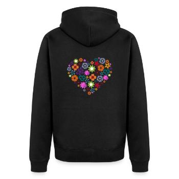 Coração de flores - Unisex Premium Organic Zip Hoodie - black - Back - Nico (187cm)