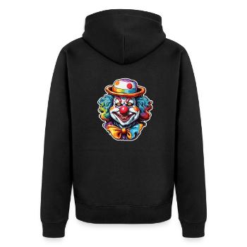 Clown / Zirkus / Fasching / Karneval / verspielt - Unisex Premium Bio Zip Hoodie - Schwarz - Hinten - Nico (187cm)