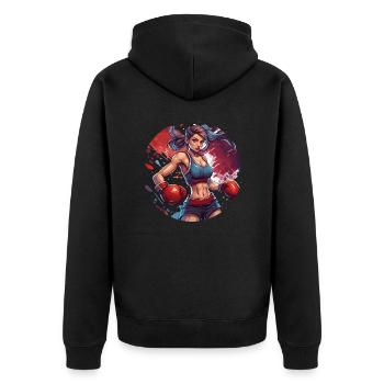 Boxeur / Sports / Combat / Arène / Ring de boxe / Poings - Veste à capuche bio Premium Unisexe - noir - Dos - Nico (187cm)