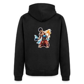 Boxeur / Sports / Combat / Arène / Ring de boxe / Poings - Veste à capuche bio Premium Unisexe - noir - Dos - Nico (187cm)