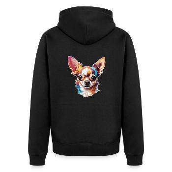 Chihuahua / kleiner Hund / Tier / winzig / Rasse - Unisex Premium Bio Zip Hoodie - Schwarz - Hinten - Nico (187cm)