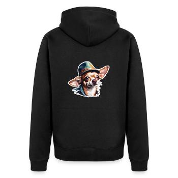 Chihuahua / small dog / animal / tiny / breed - Unisex Premium Organic Zip Hoodie - black - Back - Nico (187cm)