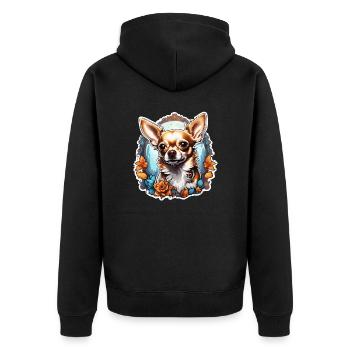 Chihuahua / kleiner Hund / Tier / winzig / Rasse - Unisex Premium Bio Zip Hoodie - Schwarz - Hinten - Nico (187cm)