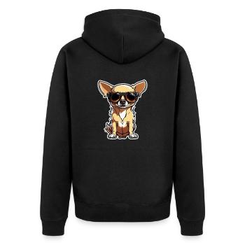 Chihuahua / small dog / animal / tiny / breed - Unisex Premium Organic Zip Hoodie - black - Back - Nico (187cm)