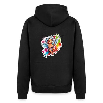 Cupidon / Amour / Flèche / Coeur / Saint Valentin - Veste à capuche bio Premium Unisexe - noir - Dos - Nico (187cm)