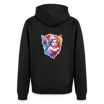 Cupid / Love / Arrow / Heart / Valentine's Day - Unisex Premium Organic Zip Hoodie - black - Back - Nico (187cm)