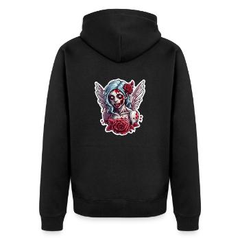 Cupid / Love / Arrow / Heart / Valentine's Day - Unisex Premium Organic Zip Hoodie - black - Back - Nico (187cm)