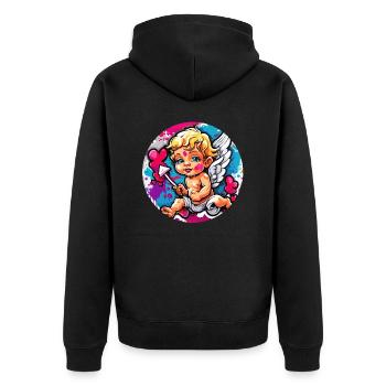 Cupidon / Amour / Flèche / Coeur / Saint Valentin - Veste à capuche bio Premium Unisexe - noir - Dos - Nico (187cm)