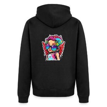 Cupid / Love / Arrow / Heart / Valentine's Day - Unisex Premium Organic Zip Hoodie - black - Back - Nico (187cm)