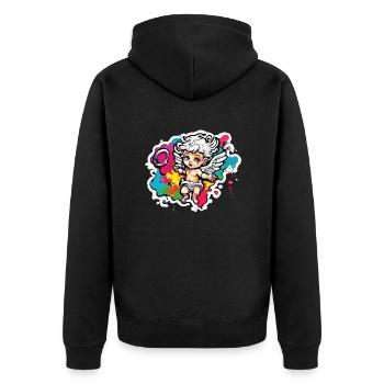Amor / Liebe / Pfeil / Herz / Valentinstag - Unisex Premium Bio Zip Hoodie - Schwarz - Hinten - Nico (187cm)