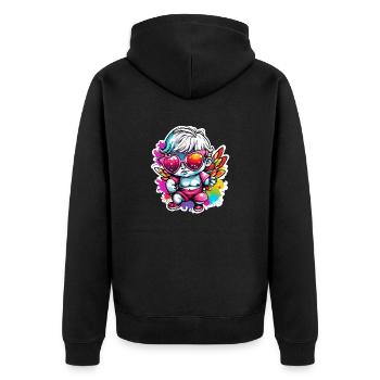 Cupid / Love / Arrow / Heart / Valentine's Day - Unisex Premium Organic Zip Hoodie - black - Back - Nico (187cm)