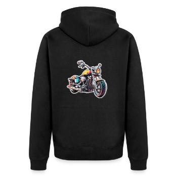 Biker / Motorrad Fahrer / Biker / Zweirad / Cross - Unisex Premium Bio Zip Hoodie - Schwarz - Hinten - Nico (187cm)