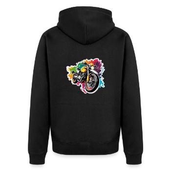 Biker / Motorrad Fahrer / Biker / Zweirad / Cross - Unisex Premium Bio Zip Hoodie - Schwarz - Hinten - Nico (187cm)
