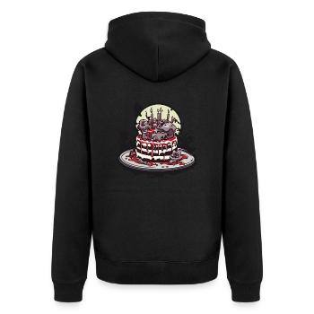 Geburtstagstorte / Kuchen / Happy Birthday / Torte - Unisex Premium Bio Zip Hoodie - Schwarz - Hinten - Nico (187cm)