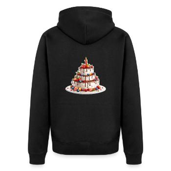Geburtstagstorte / Kuchen / Happy Birthday / Torte - Unisex Premium Bio Zip Hoodie - Schwarz - Hinten - Nico (187cm)