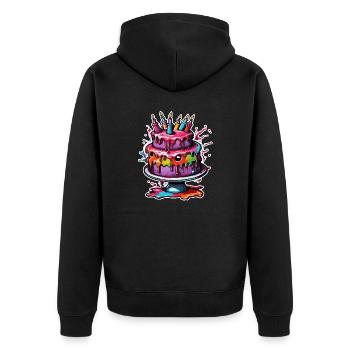 Geburtstagstorte / Kuchen / Happy Birthday / Torte - Unisex Premium Bio Zip Hoodie - Schwarz - Hinten - Nico (187cm)