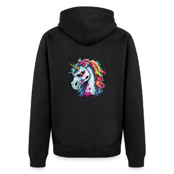 Unicorn / mythical creatures / fairy tales / magic / glitter - Unisex Premium Organic Zip Hoodie - black - Back - Nico (187cm)