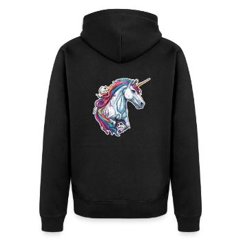 Unicorn / mythical creatures / fairy tales / magic / glitter - Unisex Premium Organic Zip Hoodie - black - Back - Nico (187cm)