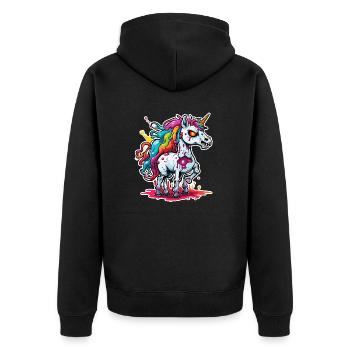 Unicorn / mythical creatures / fairy tales / magic / glitter - Unisex Premium Organic Zip Hoodie - black - Back - Nico (187cm)