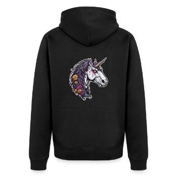 Unicorn / mythical creatures / fairy tales / magic / glitter - Unisex Premium Organic Zip Hoodie - black - Back - Nico (187cm)