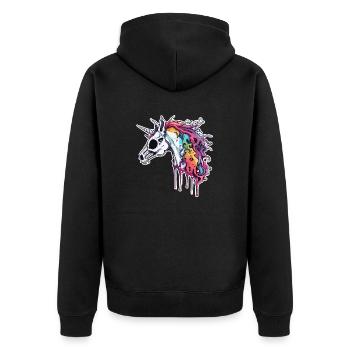 Unicorn / mythical creatures / fairy tales / magic / glitter - Unisex Premium Organic Zip Hoodie - black - Back - Nico (187cm)