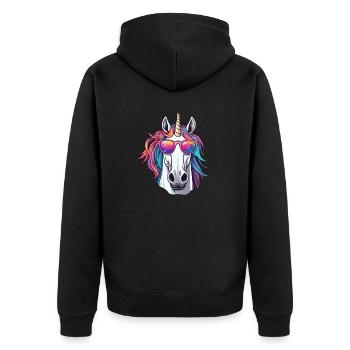 Unicorn / mythical creatures / fairy tales / magic / glitter - Unisex Premium Organic Zip Hoodie - black - Back - Nico (187cm)