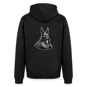 Ägypten / Pharao / Mumien / Hieroglyphen / Sphinx - Unisex Premium Bio Zip Hoodie - Schwarz - Hinten - Nico (187cm)