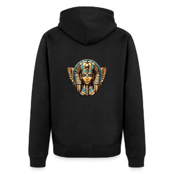 Ägypten / Pharao / Mumien / Hieroglyphen / Sphinx - Unisex Premium Bio Zip Hoodie - Schwarz - Hinten - Nico (187cm)