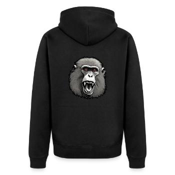 Monkey / Animal / Zoo / Babian / Wild / Comic - Unisex Premium Organic Zip Hoodie - black - Back - Nico (187cm)