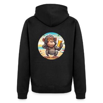 Monkey / Animal / Zoo / Babian / Wild / Comic - Unisex Premium Organic Zip Hoodie - black - Back - Nico (187cm)
