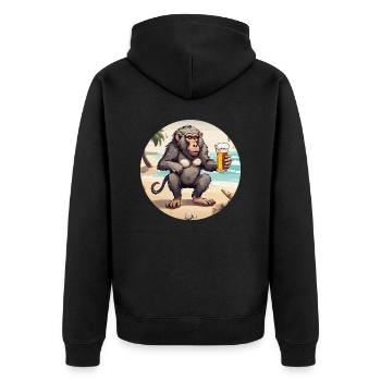 Monkey / Animal / Zoo / Babian / Wild / Comic - Unisex Premium Organic Zip Hoodie - black - Back - Nico (187cm)