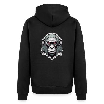 Affe / Tier / Zoo / Babian / Wild / Comic - Unisex Premium Bio Zip Hoodie - Schwarz - Hinten - Nico (187cm)