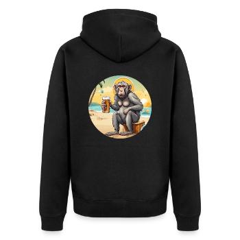 Monkey / Animal / Zoo / Babian / Wild / Comic - Unisex Premium Organic Zip Hoodie - black - Back - Nico (187cm)