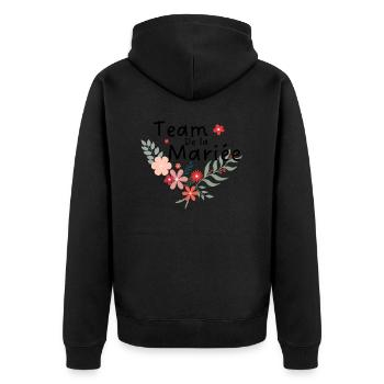 Floral Bridal Team-Bride Team - Unisex Premium Organic Zip Hoodie - black - Back - Nico (187cm)