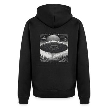 Alien / Vaisseau spatial / OVNI / Zone 51 / Tout / Mars - Veste à capuche bio Premium Unisexe - noir - Dos - Nico (187cm)