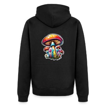 Mushroom / Mushroom / Meadow / Forest / Goa / Psy - Unisex Premium Organic Zip Hoodie - black - Back - Nico (187cm)