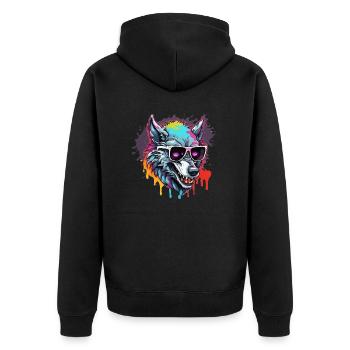 Werwolf / Vollmond / Wesen / Verwandlung / Fluch - Unisex Premium Bio Zip Hoodie - Schwarz - Hinten - Nico (187cm)