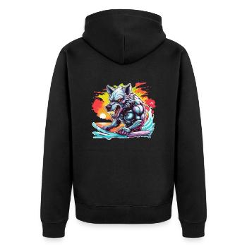 Werwolf / Vollmond / Wesen / Verwandlung / Fluch - Unisex Premium Bio Zip Hoodie - Schwarz - Hinten - Nico (187cm)