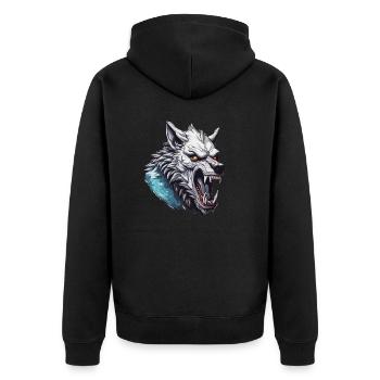 Werwolf / Vollmond / Wesen / Verwandlung / Fluch - Unisex Premium Bio Zip Hoodie - Schwarz - Hinten - Nico (187cm)