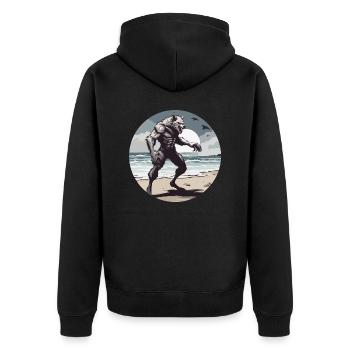 Werwolf / Vollmond / Wesen / Verwandlung / Fluch - Unisex Premium Bio Zip Hoodie - Schwarz - Hinten - Nico (187cm)
