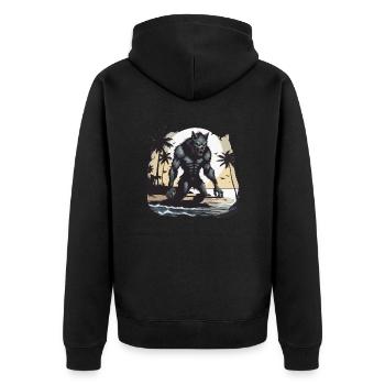 Werwolf / Vollmond / Wesen / Verwandlung / Fluch - Unisex Premium Bio Zip Hoodie - Schwarz - Hinten - Nico (187cm)