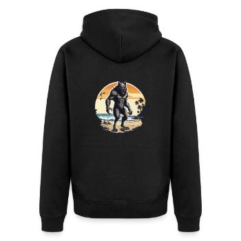 Werwolf / Vollmond / Wesen / Verwandlung / Fluch - Unisex Premium Bio Zip Hoodie - Schwarz - Hinten - Nico (187cm)