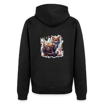 Katze / Tier / Haustier / Miez / Miau / Fell - Unisex Premium Bio Zip Hoodie - Schwarz - Hinten - Nico (187cm)